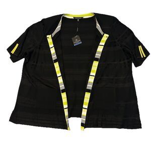 Ming Wang Cardigan Heritage Fit Black Green White Trim Pockets NWT- Size 3X